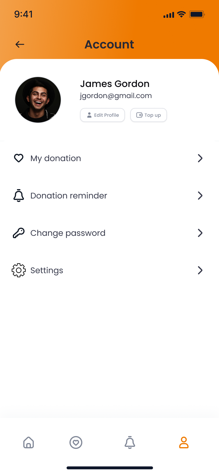 Penny Appeal app account screen